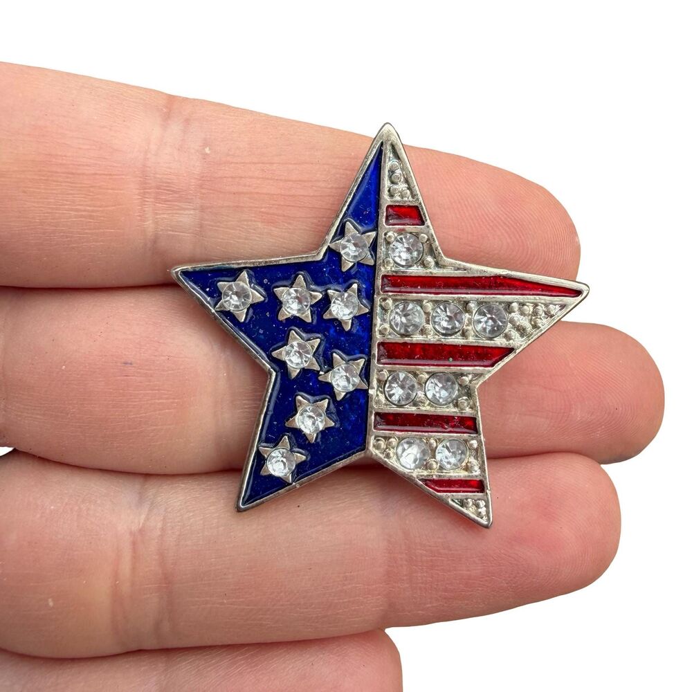 Vintage Star Brooch USA Pin United States Flag Brooch